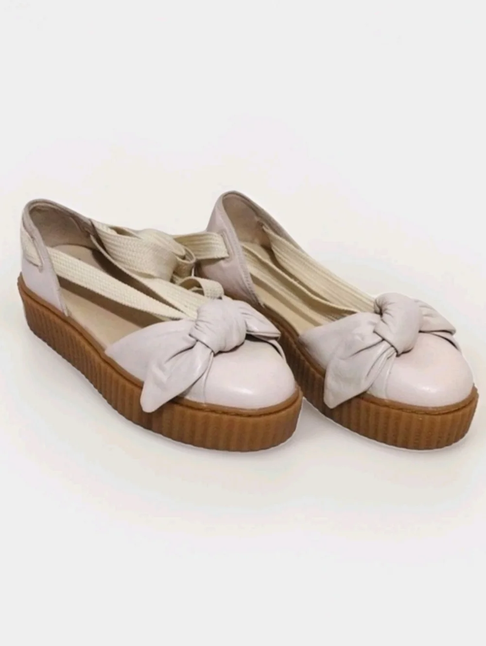 Fenty Puma by Rihanna Bow Creeper Platform Sandals 7.5 Gladiator Lace Up Trendy